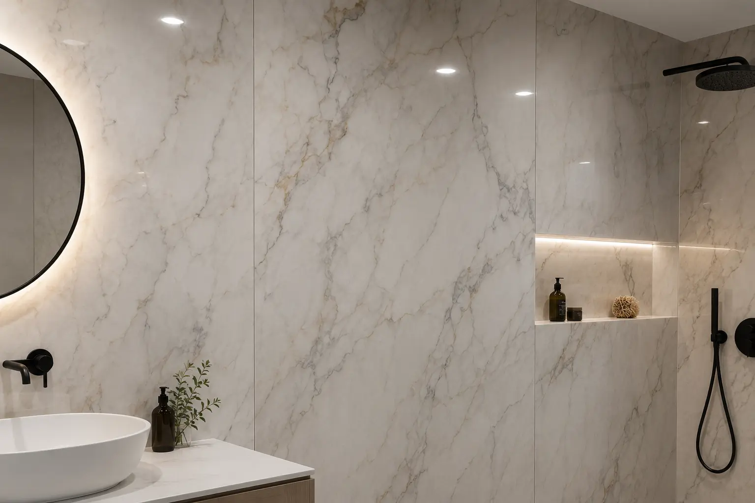 Badezimmer Wandpaneel in Marmoroptik